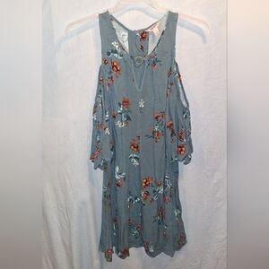 Arizona Jean Co Women's Green Cold Shoulder Floral Dress